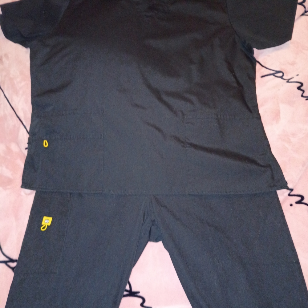 WonderWink Black Women's Scrub Top And Bottom XL